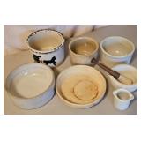 CROCK WATER/FEED BOWLS, MORTAR & PESTLE