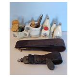 OLD SPICE BOTTLES, STRAIGHT RAZOR, STRAPS