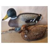 PLASTIC DECOY & CERAMIC DUCK W/MERRY CHRISTMAS
