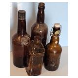 EARLY AMBER WISKEY BOTTLES