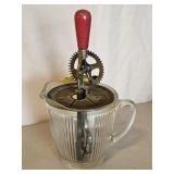 EARLY GLASS HAND MIXER W/RED HANDLE