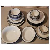2-FLAT BOXES OF ENAMEL WHITE PLATES, BOWLS