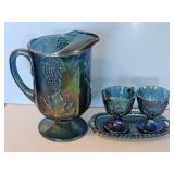 CARNIVAL GLASS PITCHER, CREAM/SUGAR