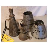 RAILROAD OILER (MARKED PS) & PIERCED TIN LAMPS
