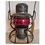 B & O RAILROAD LANTERN W/RED GLOBE