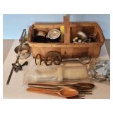 EARLY BASKET W/EARLY KITCHEN WARE