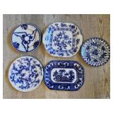 FLOW BLUE PCS. KYBER PATTERN PLATTER, & OTHER