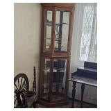 2-DOOR GLASS CURIO CABINET W/GLASS SHELVES