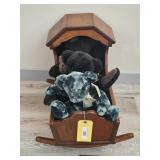EARLY  WOODEN DOLL CRADLE W/BIG BAD BEARS