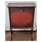 WOODEN MAGAZINE STAND W/DROP FRONT