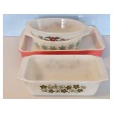 1.1/2 QUART PYREX SNOWFLAKE, SPRING BLOSSOM LOAF
