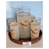 VIRGINIA GLASS BARWARE SET W/TRAY