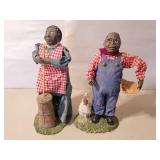 WOMAN/GENTLEMAN FARMERS FEEDING/CHURNING