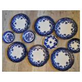 10 PCS. OF FLOW BLUE PLATES & SAUCIERS