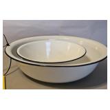 2-WHITE ENAMEL WARE BOWLS