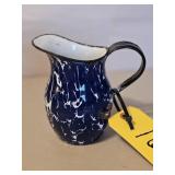 SMALL BLUE ENAMEL WARE PITCHER