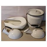 WHITE ENAMEL WARE BEDSIDE ITEMS