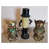 MODERN PLANTERS C-I BANK & 2-BRASS TYPE PIGGY BANK