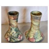 PAIR OF 6 INCHES TALL WELLER-BALDIN VASES W/APPLES