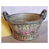 DOUBLE HANDLE WELLER F;EMISH ROSES PLANTER BASKET