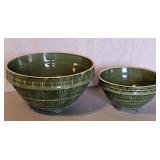 LARGE GREEN BATTER BOWL W/2 BOWLS FOR 1 MONEY