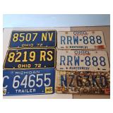 PAIR OF 1972 OHIO LIC. PLATES & MICHIGAN TRAILER &
