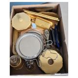 EARLY DRESSER TOP MIRROR, DRESSER SET