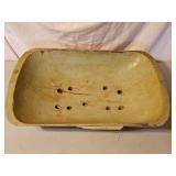 EARLY WOODEN OBLONG BOWL (WITH DRILLED HOLES IN