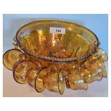 CARNIVAL GLASS PUNCH BOWL/CUPS