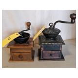 2-WOODEN COFFEE GRINDERS-HAND CRANK