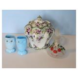 TAYLOR & CO. BLUE MILK GLASS CREAMER 1EYE MISSING
