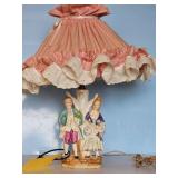 HAND PAINTED VICTORIAN COUPLE ELECT. LAMP