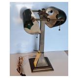 EARLY HEAVY BANKERS DESK LAMP-SHADES BROKE