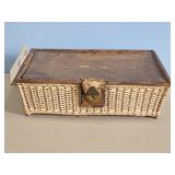 EARLY WICKER DRESSER SET HOLDER