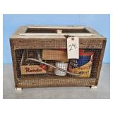 WOOD & WIRE CAGE WITH OLDER TAXIDERMY SUPPLIES