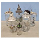 CLEAR GLASS GERMAN BEER STEINS