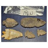 VARIETY OF ARROWHEADS-APPROX. 4.5, 3.5, 1.5 INCHES
