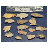 VARIETY OF ARROWHEADS-APPROX. 2.5, 2. INCHES LONG