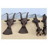 2 CAST IRON COW HEAD BOOT JACKS