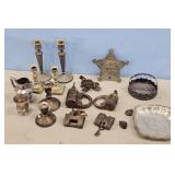 SILVERPLATE ITEMS/MILITARY FLAG HOLDER/PADLOCKS