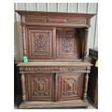 WALNUT CUPBOARD 4 DRAWERS 2 DOORS, ORNATE
