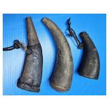 3-EARLY HORN POWDER HORNS