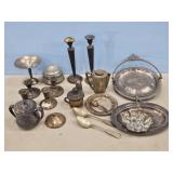 SILVER PLATE ITEMS-SUGAR BOWL /TRAYS/CHILD