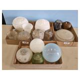 VARIETY OF GLASS LAMP SHADES-4 TRAYS