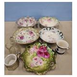 SEVERAL HAND PAINTED PLATES & BOWLS