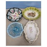 FENTON BLUE CREST BOWL, HAND PAINTED DISHES