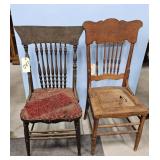 CANE SEAT CHAIR & SIDE CHAIR HAS SOME DAMAGE