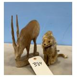 WOODEN GAZELLE & JAPAN WINDUP LION