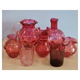 RUBY RED PITCHER TUMBLERS & VASES