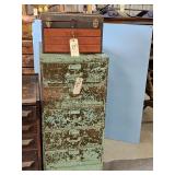 OLD GREEN PAINTED FILING CABINET & TOOLBOX